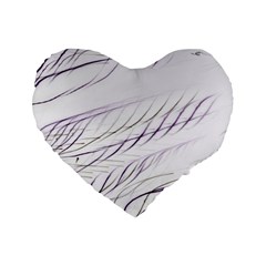 Lilac stripes Standard 16  Premium Flano Heart Shape Cushions