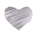 Lilac stripes Standard 16  Premium Flano Heart Shape Cushions Front