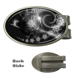 Silver Feather And Ball Decoration Money Clips (oval) 