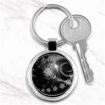 Silver feather and ball decoration Key Chains (Round)  Front