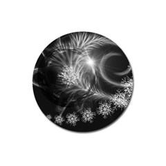 Silver Feather And Ball Decoration Magnet 3  (round)