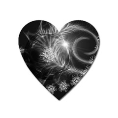 Silver Feather And Ball Decoration Heart Magnet