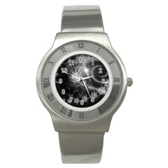 Silver Feather And Ball Decoration Stainless Steel Watch