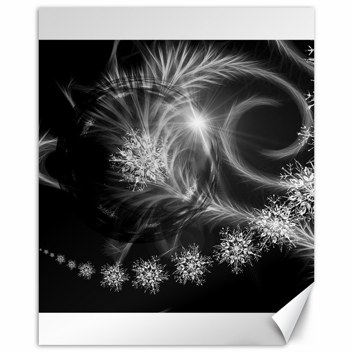 Silver feather and ball decoration Canvas 16  x 20  