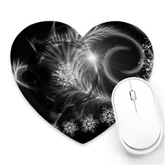 Silver Feather And Ball Decoration Heart Mousepads