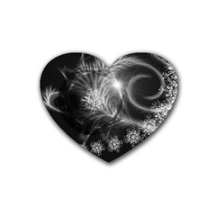 Silver Feather And Ball Decoration Rubber Coaster (heart)  by picsaspassion