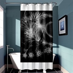 Silver Feather And Ball Decoration Shower Curtain 36  X 72  (stall) 