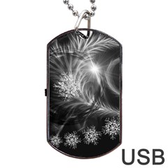 Silver Feather And Ball Decoration Dog Tag Usb Flash (one Side)