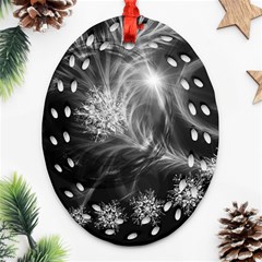 Silver Feather And Ball Decoration Ornament (oval Filigree) 