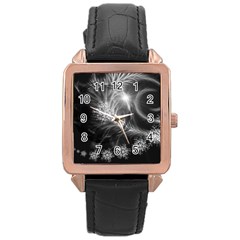 Silver Feather And Ball Decoration Rose Gold Leather Watch 