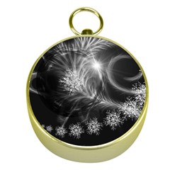 Silver Feather And Ball Decoration Gold Compasses