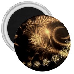 Golden Feather And Ball Decoration 3  Magnets