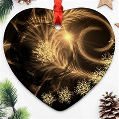 Golden Feather And Ball Decoration Ornament (heart) 