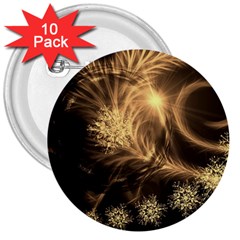 Golden Feather And Ball Decoration 3  Buttons (10 Pack) 