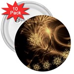 Golden feather and ball decoration 3  Buttons (10 pack)  Front