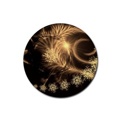 Golden Feather And Ball Decoration Rubber Coaster (round) 