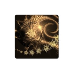 Golden Feather And Ball Decoration Square Magnet