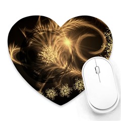 Golden Feather And Ball Decoration Heart Mousepads by picsaspassion