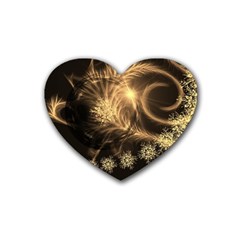 Golden Feather And Ball Decoration Heart Coaster (4 Pack) 