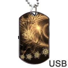 Golden Feather And Ball Decoration Dog Tag Usb Flash (one Side)