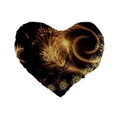 Golden Feather And Ball Decoration Standard 16  Premium Heart Shape Cushions