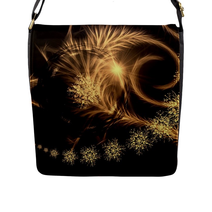 Golden feather and ball decoration Flap Messenger Bag (L) 