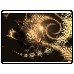 Golden Feather And Ball Decoration Double Sided Fleece Blanket (large) 