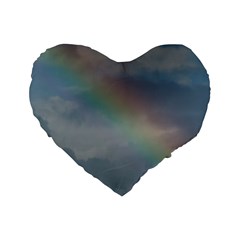 Rainbow In The Sky Standard 16  Premium Heart Shape Cushions