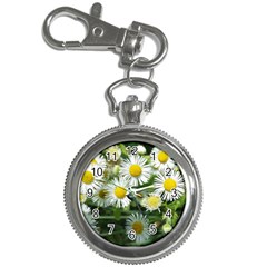 White Summer Flowers, Watercolor Painting Key Chain Watches