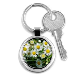 White Summer Flowers, Watercolor Painting Key Chains (round) 