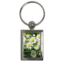 White Summer Flowers, Watercolor Painting Key Chains (rectangle) 