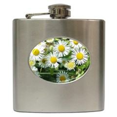 White Summer Flowers, Watercolor Painting Hip Flask (6 Oz)