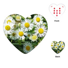 White Summer Flowers, Watercolor Painting Playing Cards (heart) 