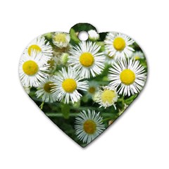 White Summer Flowers, Watercolor Painting Dog Tag Heart (one Side)