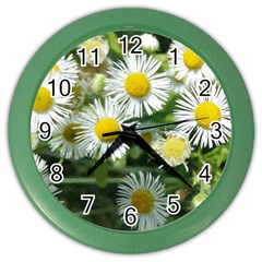 White Summer Flowers, Watercolor Painting Color Wall Clocks