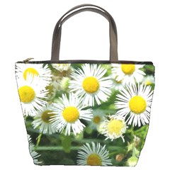 White Summer Flowers, Watercolor Painting Bucket Bags