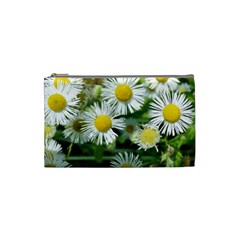 White Summer Flowers, Watercolor Painting Cosmetic Bag (small) 