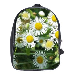 White Summer Flowers, Watercolor Painting School Bags(large) 