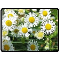 White Summer Flowers, Watercolor Painting Fleece Blanket (large) 