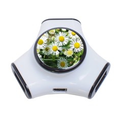 White Summer Flowers, Watercolor Painting 3-port Usb Hub