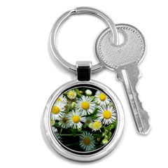 White Summer Flowers Oil Painting Art Key Chains (round) 