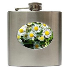 White Summer Flowers Oil Painting Art Hip Flask (6 Oz)