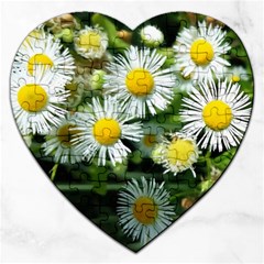 White Summer Flowers Oil Painting Art Jigsaw Puzzle (heart)