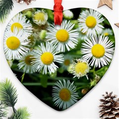 White Summer Flowers Oil Painting Art Heart Ornament (2 Sides)