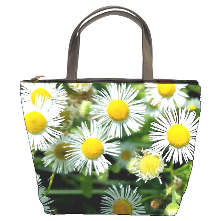 White summer flowers oil painting art Bucket Bags