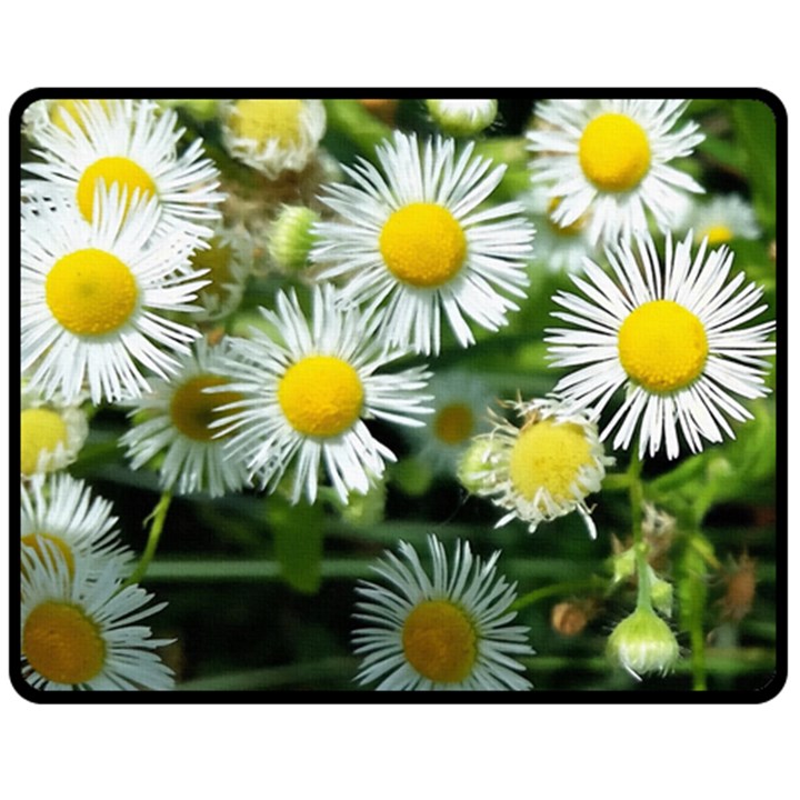 White summer flowers oil painting art Fleece Blanket (Medium) 