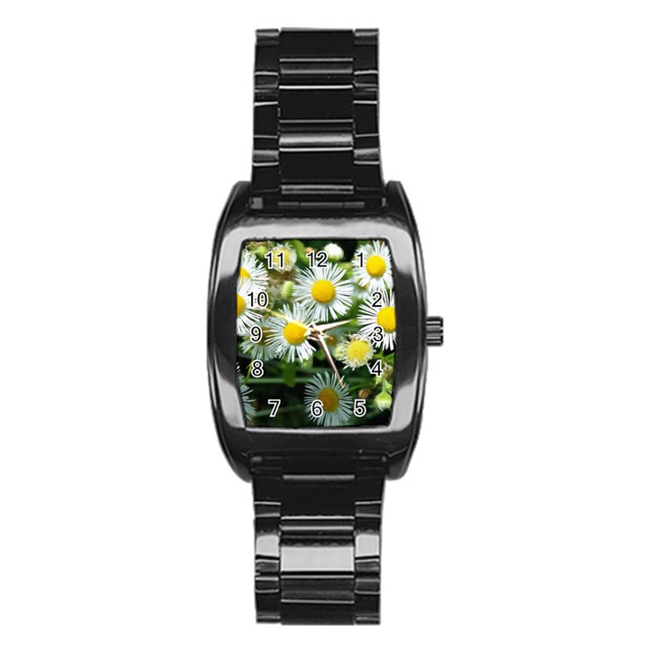 White summer flowers oil painting art Stainless Steel Barrel Watch