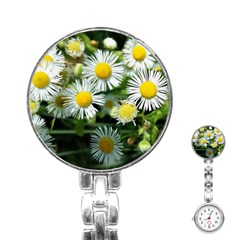 White Summer Flowers Oil Painting Art Stainless Steel Nurses Watch