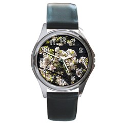 Japanese Cherry Blossom Round Metal Watch