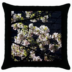 Japanese Cherry Blossom Throw Pillow Case (black) by picsaspassion